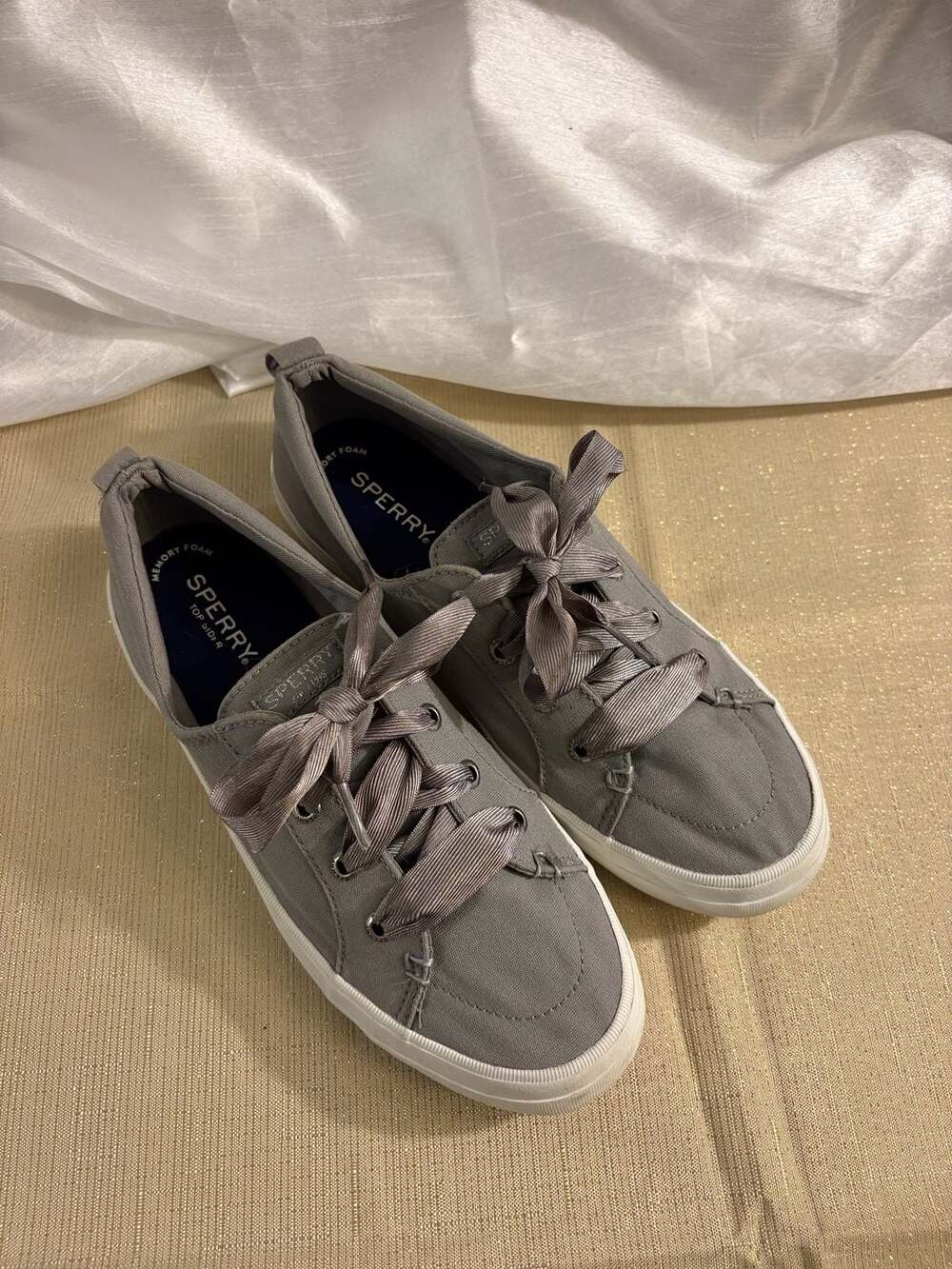 Sperry STS82374 Women's Gray Canvas Sneakers Size 9 - Picture 2 of 9